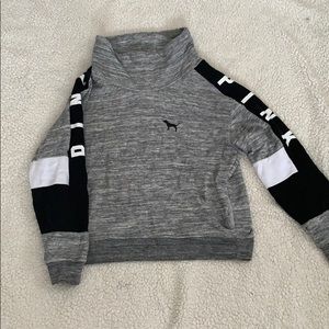 PINK Colorblock Turtle Neck Sweatshirt